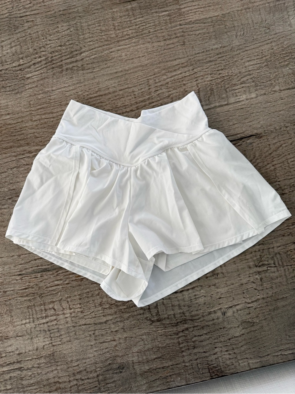 Joy Lab crossover high rise shorts with biker shorts liner size medium white